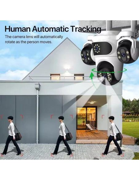 Ukron 4 Kameralı 4 Lens Wifi Kamera Hi-Easy Türkçe Uygulama IP66 Su Geçirmez Kasa Çakarlı Aydınlatma