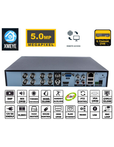 8 Kanal 5 mp 1080P Kamera Kayıt Cihazı Ahd Dvr...